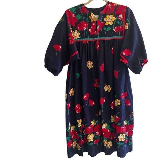Krist Gudnason California Vintage Floral Summer Dress Pockets Size Medium - Picture 1 of 6